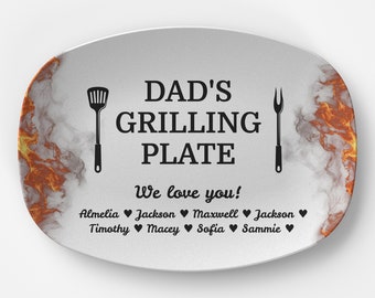 Personalized Father's Day Gift for Dad | Custom Grilling Plate Platter Gift "Best Flippin' Dad Ever" Grill Gift for Birthday for Him | Papa