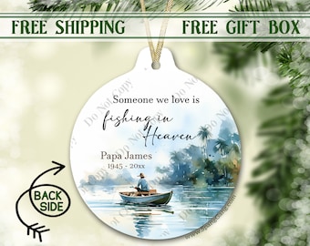 Fishing in Heaven | Sympathy Ornament for Papa| Mourning Gifts | Photo Memorial Christmas Ornament | Custom Photo Ornament | Loss Loved One