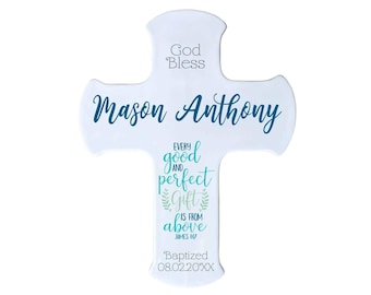 Personalized Cross Baptism Gift | Christening Gift | Custom Baby Shower Gift | Wall Cross | Personalized Baptismal Cross | New baby Gift