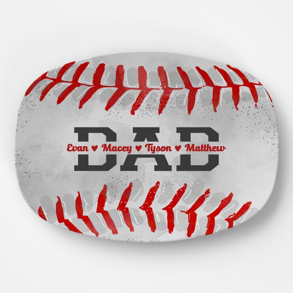 Father's Day Gift for Baseball Lover from kids | Personalized Daddy | First 1st Bonus Dad | Papa Grandpa Platter Grill Plate BBQ Him Sport