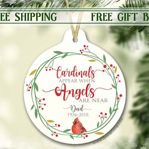 Memory Ornament | Cardinals Heaven | Cardinals Appear when Angels are Near Ornament | Sympathy Remembrance gift | Grief | Funeral | Sympathy