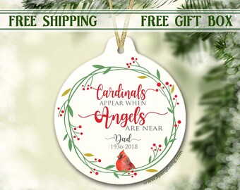 Memory Ornament | Cardinals Heaven | Cardinals Appear when Angels are Near Ornament | Sympathy Remembrance gift | Grief | Funeral | Sympathy
