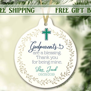 Godparents Ornament | Godparents Gift | Gift for Godparents| Gift from Godchild | Gift for Godparents | Baptism Gift | Baptism Keepsake