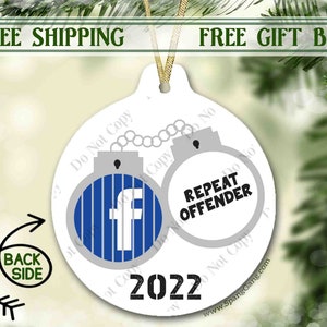 2022 ornament | Facebook Jail Christmas Ornament 2022 | Let&#39;s Go Brandon | Coworker Gift Funny | Gift for Husband | FB Jail | Gift for Wife