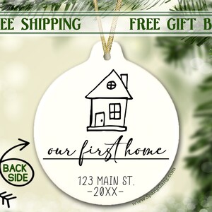 Our First Home Custom Ornament | First Christmas | Broker Gift | Housewarming Gift | Newlywed Gift | Congratulations Gift | Realtor Gift