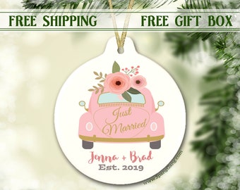 Newlywed Gift | Newlywed Ornament | Just Married | Personalized Engagement Ornament | Engagement Gift  | Personalized Christmas Ornament