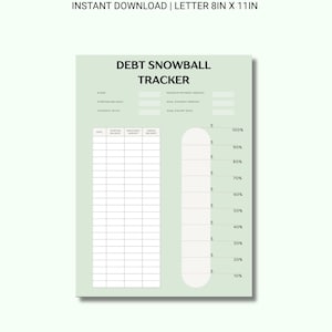 Plantilla imprimible de seguimiento de deudas, plan para liquidar deudas de tarjetas de crédito, carta (8,5 x 11 pulgadas)