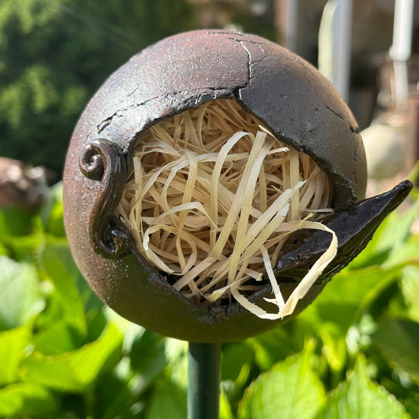Garden ball with bird, insect hotel