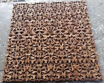 extra thickness flora wood carving panel 150 x 150 Cm wooden carved queen headboard wood carved panel wall art hanging thai artwall decor