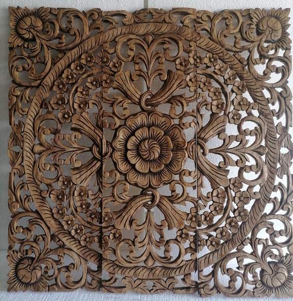 Wood carved mandala wall art hotsell