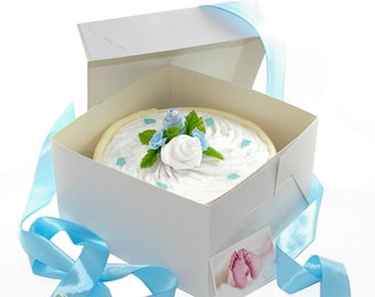 Pampers Windeltorte blau für Junge in Cakebox