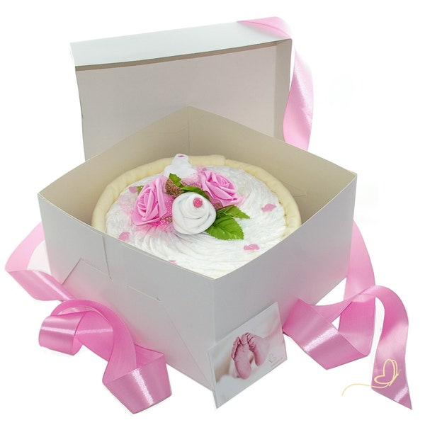 Pampers Windeltorte rosa für Mädchen in Cakebox