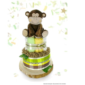 Große Windeltorte 2-stöckig | SAFARI + große Affen Spieluhr