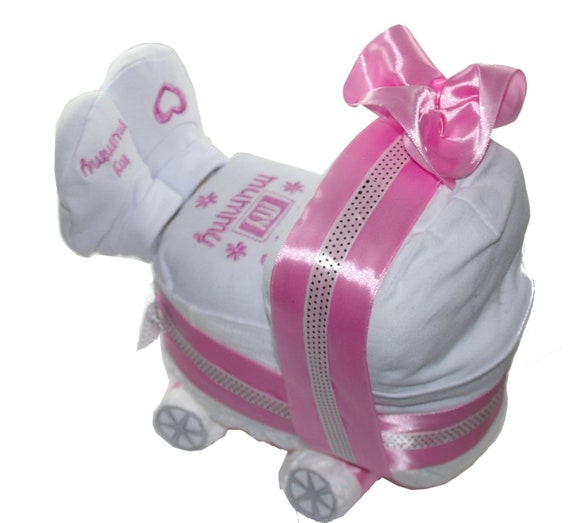 Gâteau De Couches Poussette Rose Pour Fille Dubistda - Cadeau Naissance Babygirl Avec 20 Couches Haut De Gamme
