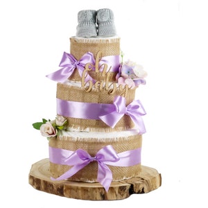 Windeltorte ALLES JUTE | Geschenk zur Geburt für Baby Mädchen, Babyparty Babyshower | inkl. Grußkärtchen Welcome Baby
