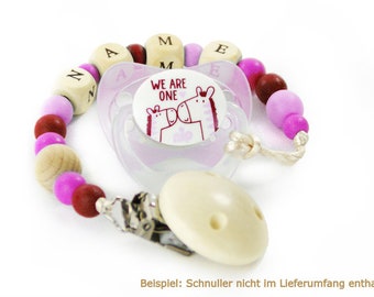 Baby Schnullerkette mit Namen aus Holz | Marble rosa | Baby Geschenk personalisiert