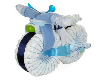 Grand diaper moto #1 XXL diaper cake moto bleu