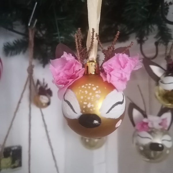 Weihnachtsbaumkugel, Baumkugel, Christbaumschmuck, Reh, Hirsch, Baumschmuck, Weihnachtsdeko