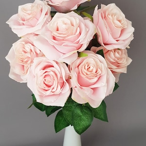 10 Rosen als Strauß, Vintage Kunst-Blumen Blumenstrauß als Dekoration Rosa Bild 5