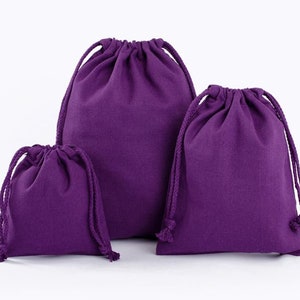 2 Stück Stoffbeutel Leinenbeutel Leinensack Geschenkbeutel Schmuckbeutel Hochzeit Säckchen in 3 Größen Violett