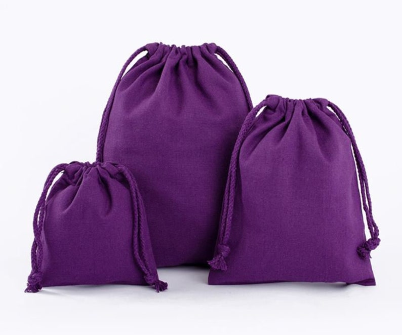 2 Stück Stoffbeutel Leinenbeutel Leinensack Geschenkbeutel Schmuckbeutel Hochzeit Säckchen in 3 Größen Violett