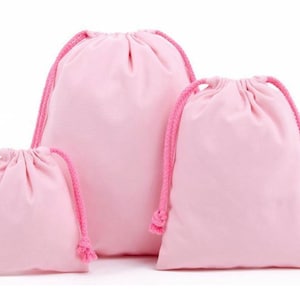 Pack of 2 high-quality cotton bags, fabric bags, gift bags, jewelry bags in 3 sizes Rosa