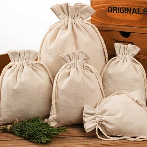 2 pieces cloth bag linen bag linen bag gift bag little bag natural JI DISPLAY