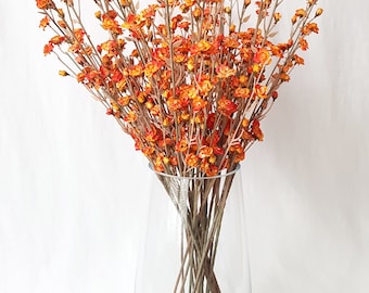 Zweige mit Blüten Kunst-Pflanze Deko-Strauß Blume Bündel Dekoration Orange Rot