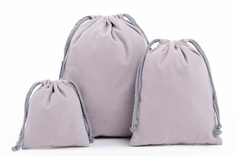 Pack of 2 high-quality cotton bags, fabric bags, gift bags, jewelry bags in 3 sizes Grau