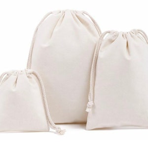 Pack of 2 high-quality cotton bags, fabric bags, gift bags, jewelry bags in 3 sizes Natur