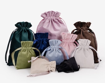 2 Stück Hochwertige Samtsäckchen Samtbeutel Stoffbeutel für Geschenke in 6 Größen