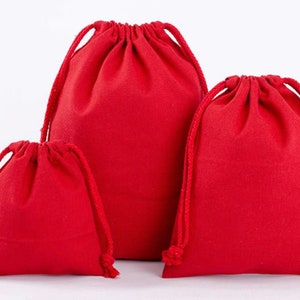 2 Stück Stoffbeutel Leinenbeutel Leinensack Geschenkbeutel Schmuckbeutel Hochzeit Säckchen in 3 Größen Rot