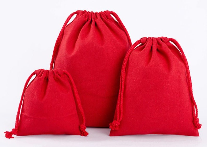 2 Stück Stoffbeutel Leinenbeutel Leinensack Geschenkbeutel Schmuckbeutel Hochzeit Säckchen in 3 Größen Rot