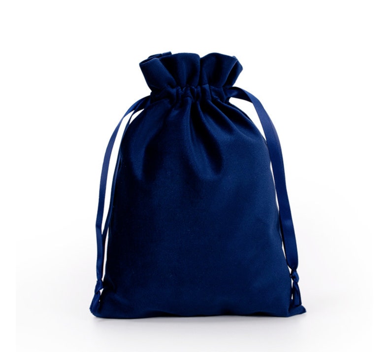 Pack of 2 high-quality velvet bags, fabric bags for gifts in sizes 12. Dunkelblau
