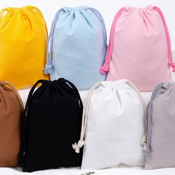 Lot de 2 sacs en coton de haute qualité, sacs en tissu, sacs cadeaux, sacs à bijoux en 3 tailles