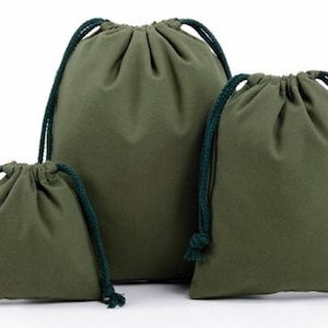 Pack of 2 high-quality cotton bags, fabric bags, gift bags, jewelry bags in 3 sizes Grün
