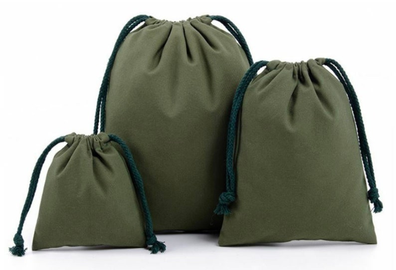 Pack of 2 high-quality cotton bags, fabric bags, gift bags, jewelry bags in 3 sizes Grün