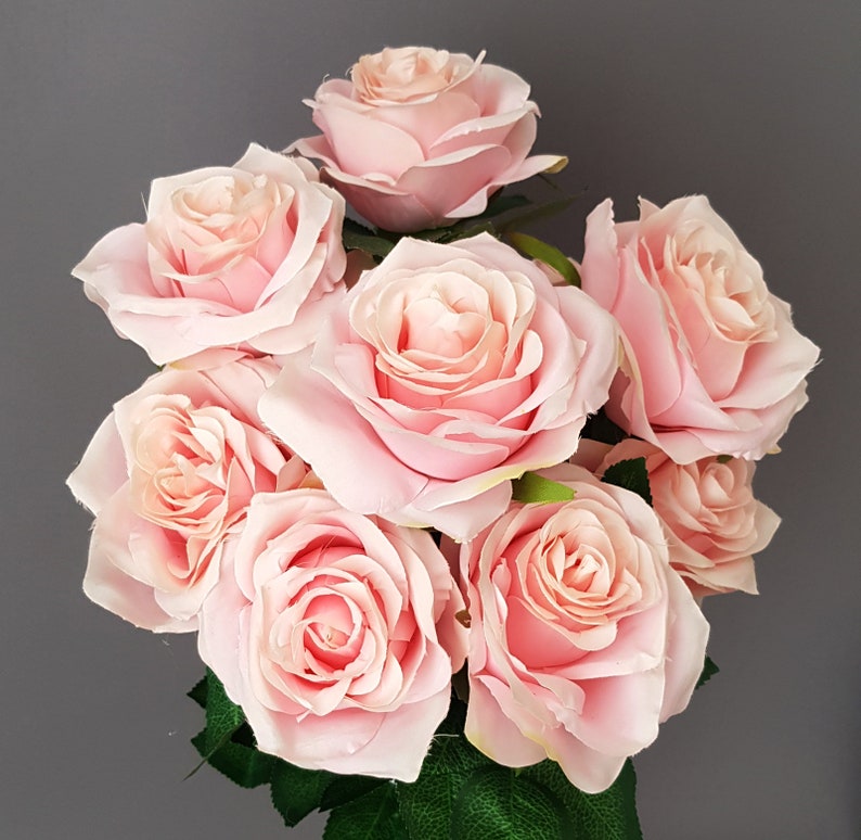 10 Rosen als Strauß, Vintage Kunst-Blumen Blumenstrauß als Dekoration Rosa Bild 1