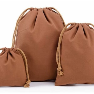 Pack of 2 high-quality cotton bags, fabric bags, gift bags, jewelry bags in 3 sizes Braun