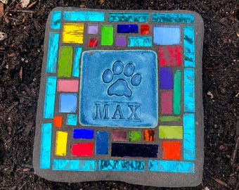 Personalized Dog Mosaic Memorial Stone | Personalized Pet Grave Marker | Garden Remembrance Keepsake