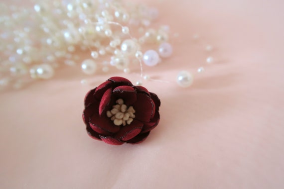 Cute 3d Fabric Flower Red Dark Purple Hair Jewelry Etsy