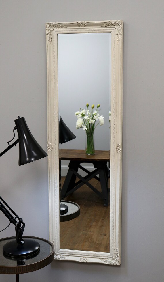 Cannes Vintage Cream Shabby Chic Full Length Mirror 52 X 16 132cm 40cm