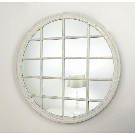 Roanne White Shabby Chic Round Window Wall Mirror 48 X Roanne White Shabby Chic Round Window