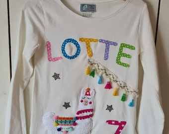 PRIPI*Camiseta de cumpleaños llama incluido el número *con nombre si lo desea*