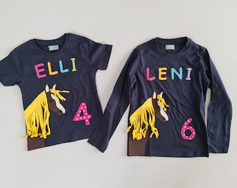 PRIPI*Camisa caballo con pelo para peinar *con nombre si lo desea* niñas*camisa de cumpleaños