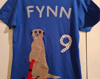 PRIPI*camisa de cumpleaños suricata* bajo petición con nombre y número*