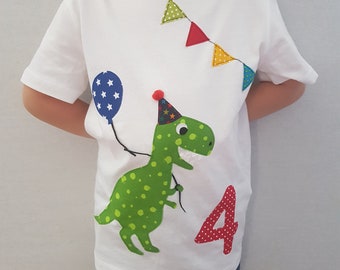 PRIPI*Camiseta de cumpleaños dinosaurio con número - si lo desea también con nombre y puntos en la espalda *camisa de cumpleaños*
