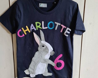 PRIPI*Camiseta Conejito* a petición con nombre y número como camiseta de cumpleaños* Camiseta de Pascua