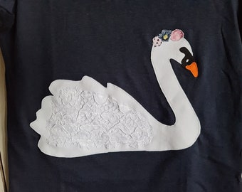 PRIPI*Camisa de cumpleaños cisne*bajo petición con nombre y número*chica