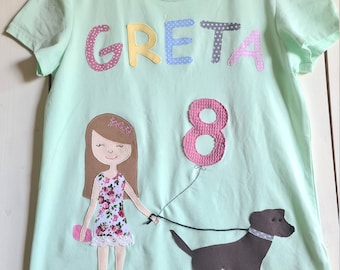 PRIPI*Geburtstagsshirt Mädchen mit Hund * auf Wunsch mit Name und Zahl